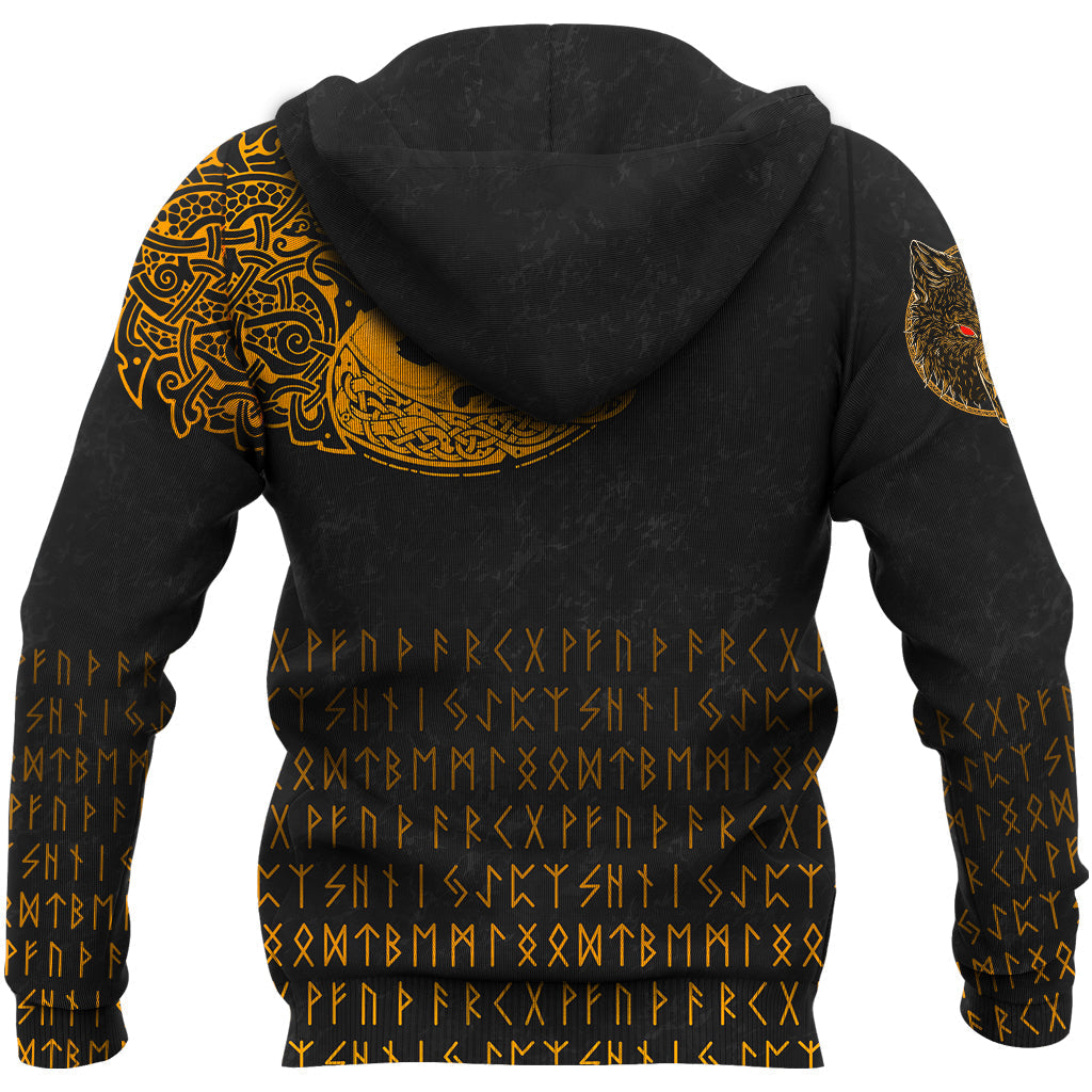 Viking Zip Hoodie - Fenrir Wolf Orange RLT12