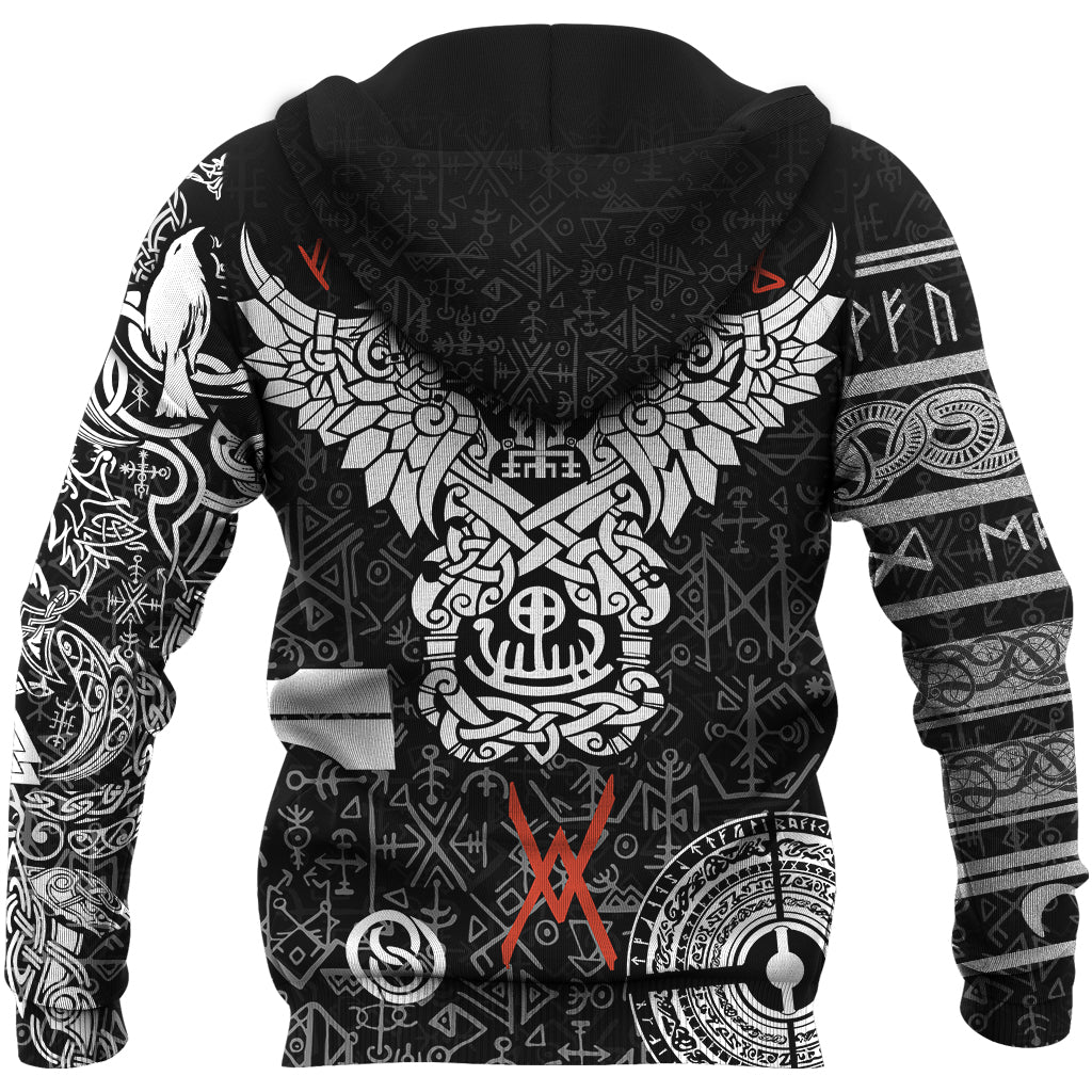 Viking Zip Hoodie - Odin and Raven Tattoo RLT12