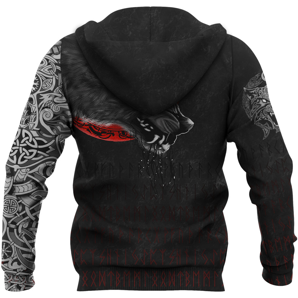 Viking Hoodie Wolf and Blood Moon RLT12