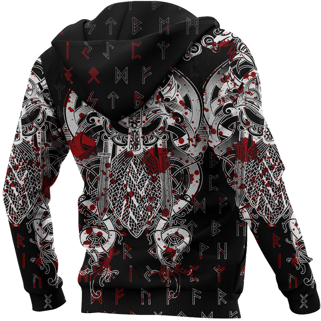 Viking Tyr Tattoo Blood Zip Hoodie RLT12