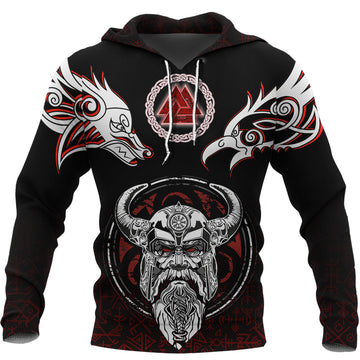 Viking Hoodie Odin, Raven, Fenrir and Valknut RLT12