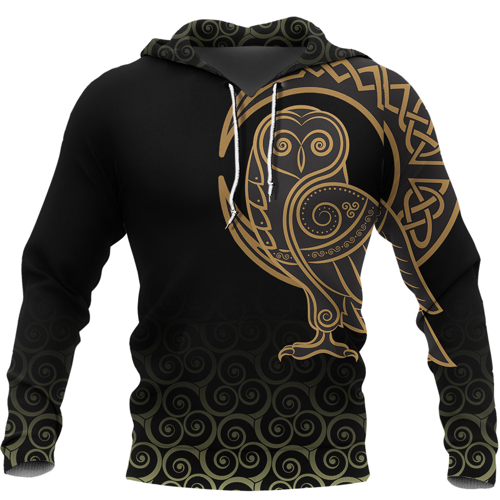 Viking Hoodie Owl Celtic On Triskele Background RLT12