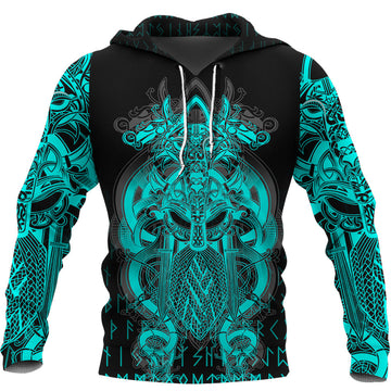 Viking Tyr Tattoo Cyan Hoodie RLT12
