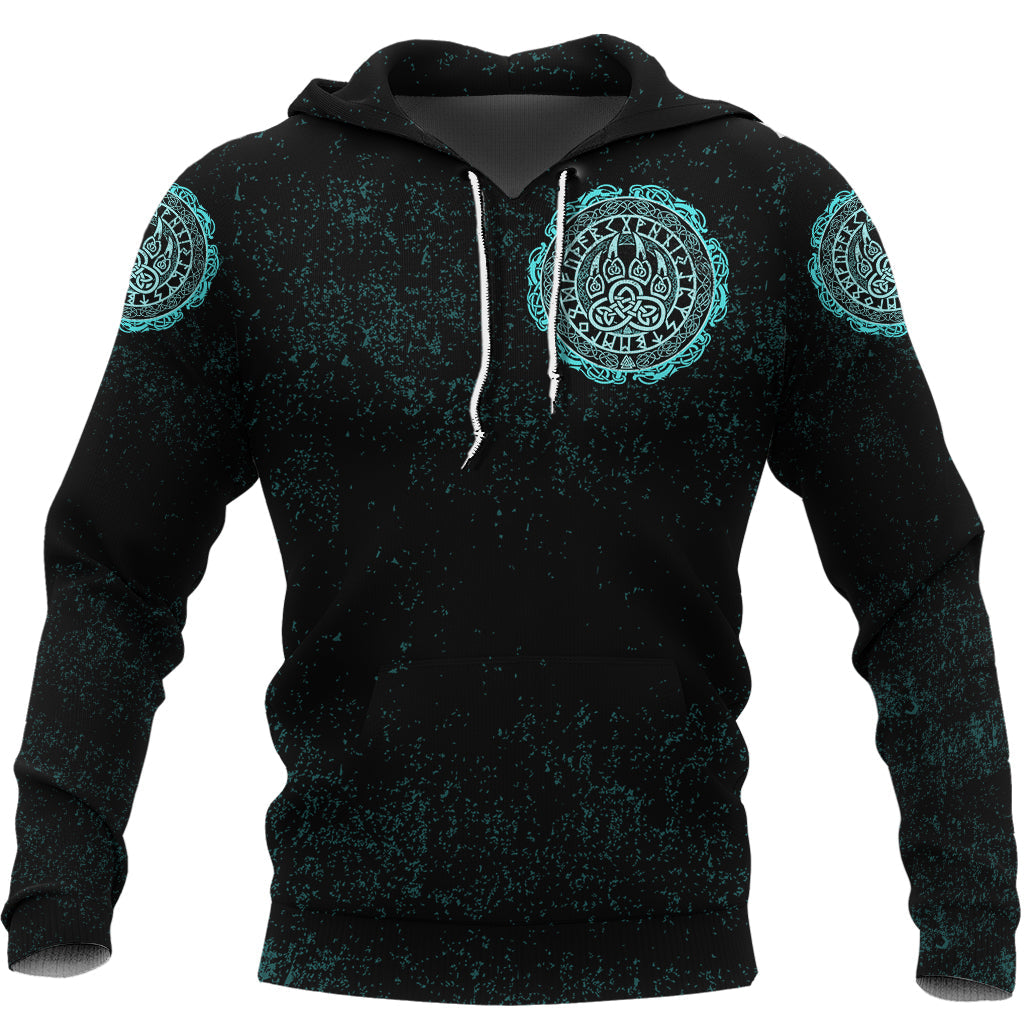 Viking Hoodie Viking Bear Claws Cyan Tattoo RLT12