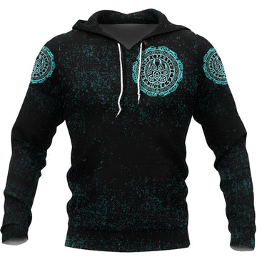 Viking Hoodie Viking Bear Claws Cyan Tattoo RLT12