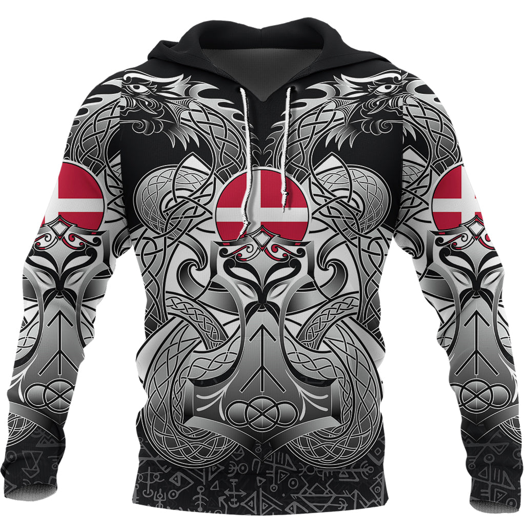 Viking Hoodie Denmark Mjolnir and Double Dragon RLT12
