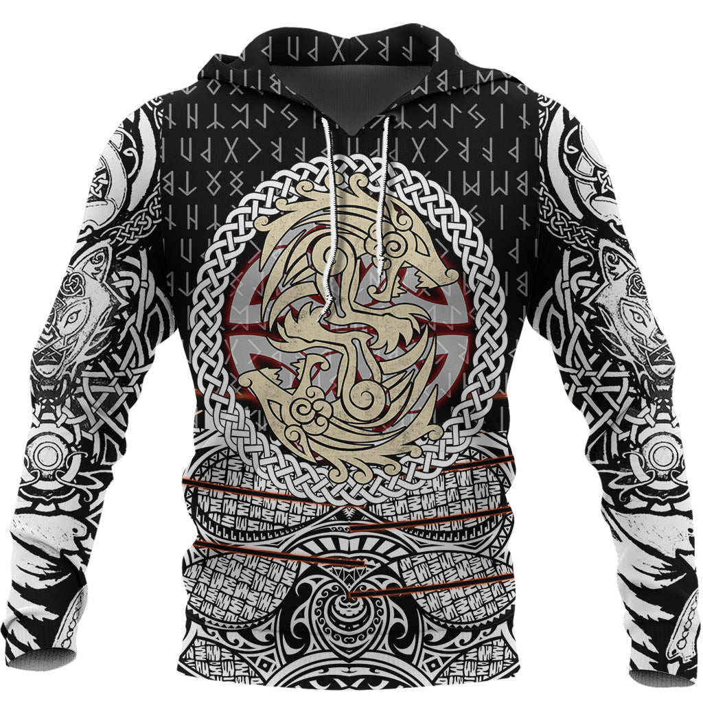 Viking Hoodie Fenrir Vikings Tattoo 3D RLT12