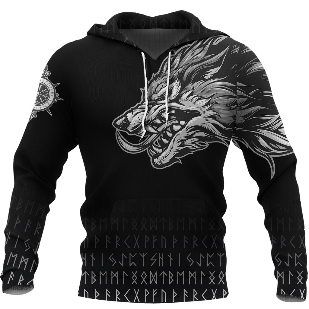 Viking Hoodie Fenrir Wolf Near Shoulder RLT12