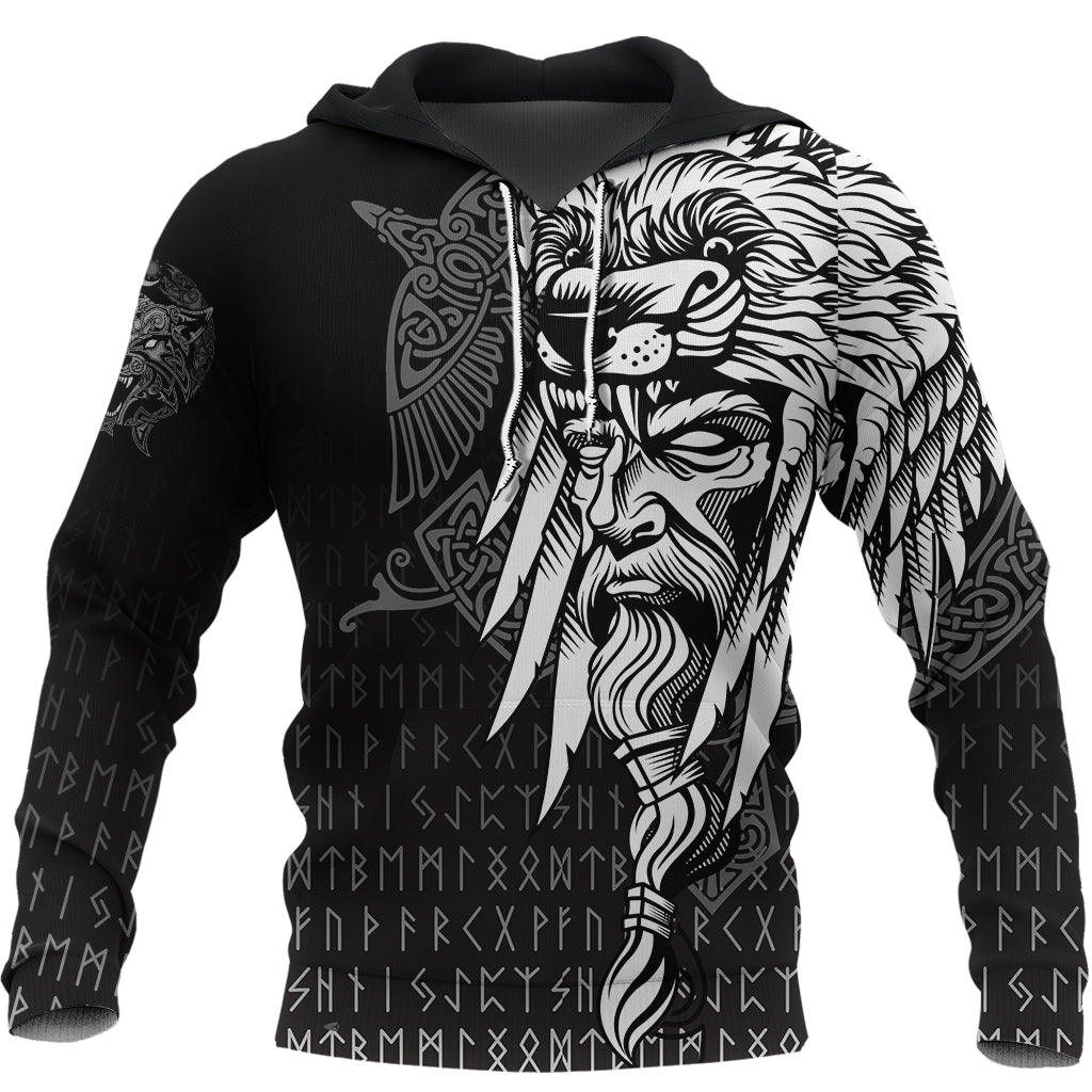 Viking Hoodie Odin Raven and Fenrir On Hand RLT12