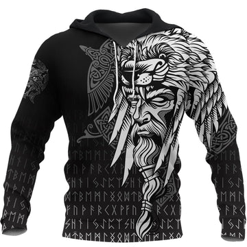 Viking Hoodie Odin Raven and Fenrir On Hand RLT12