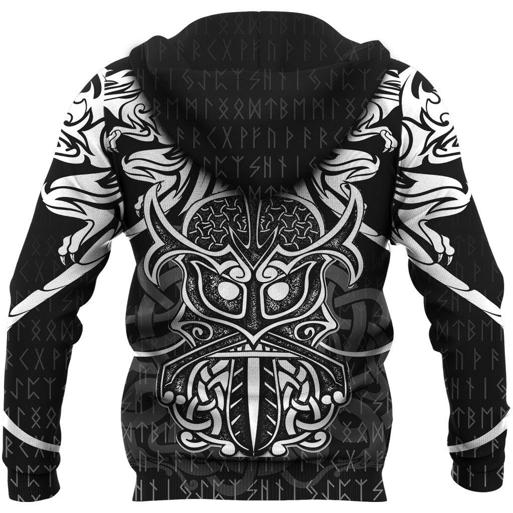 Viking Zip Hoodie - Njord and Dragon Tattoo RLT12