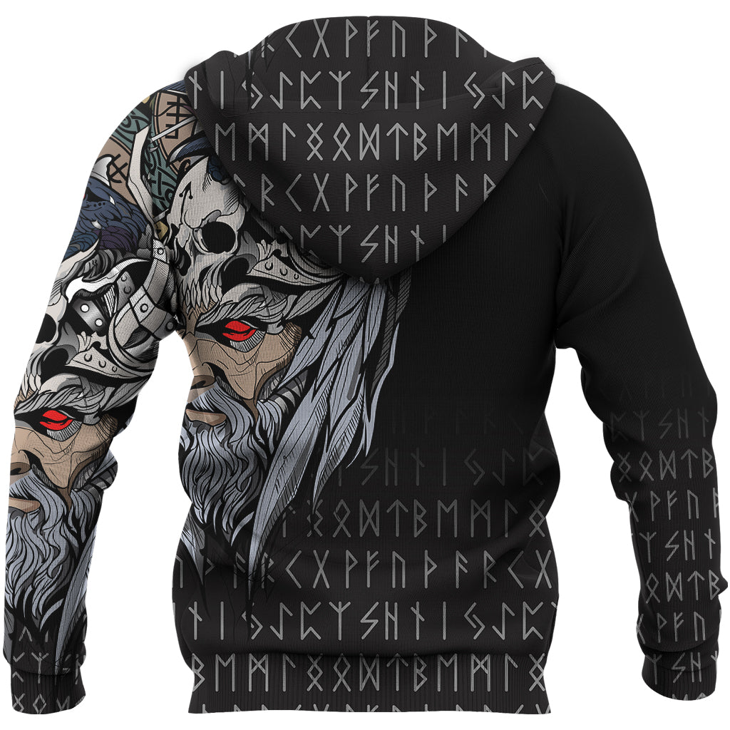 Viking Zip Hoodie - Viking Odin Raven RLT12