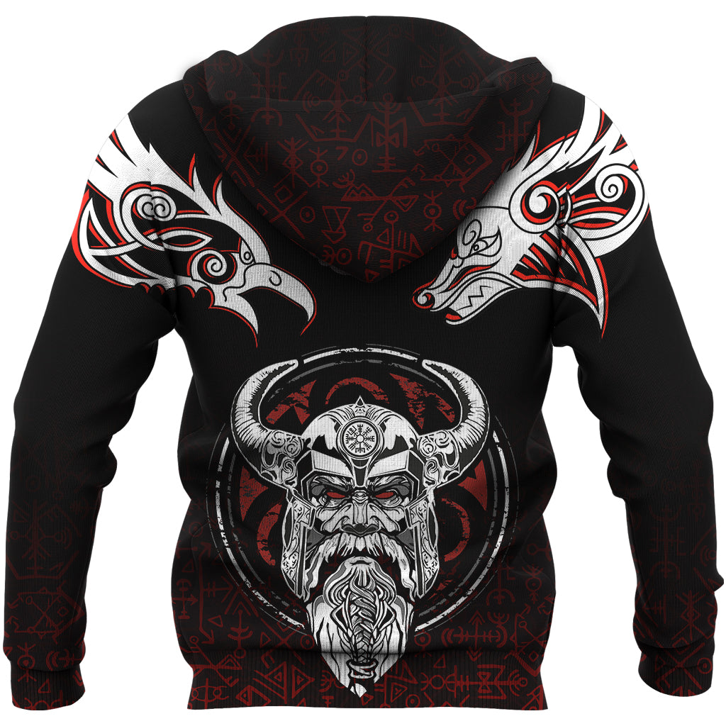 Viking Zip Hoodie Odin, Raven, Fenrir and Valknut RLT12