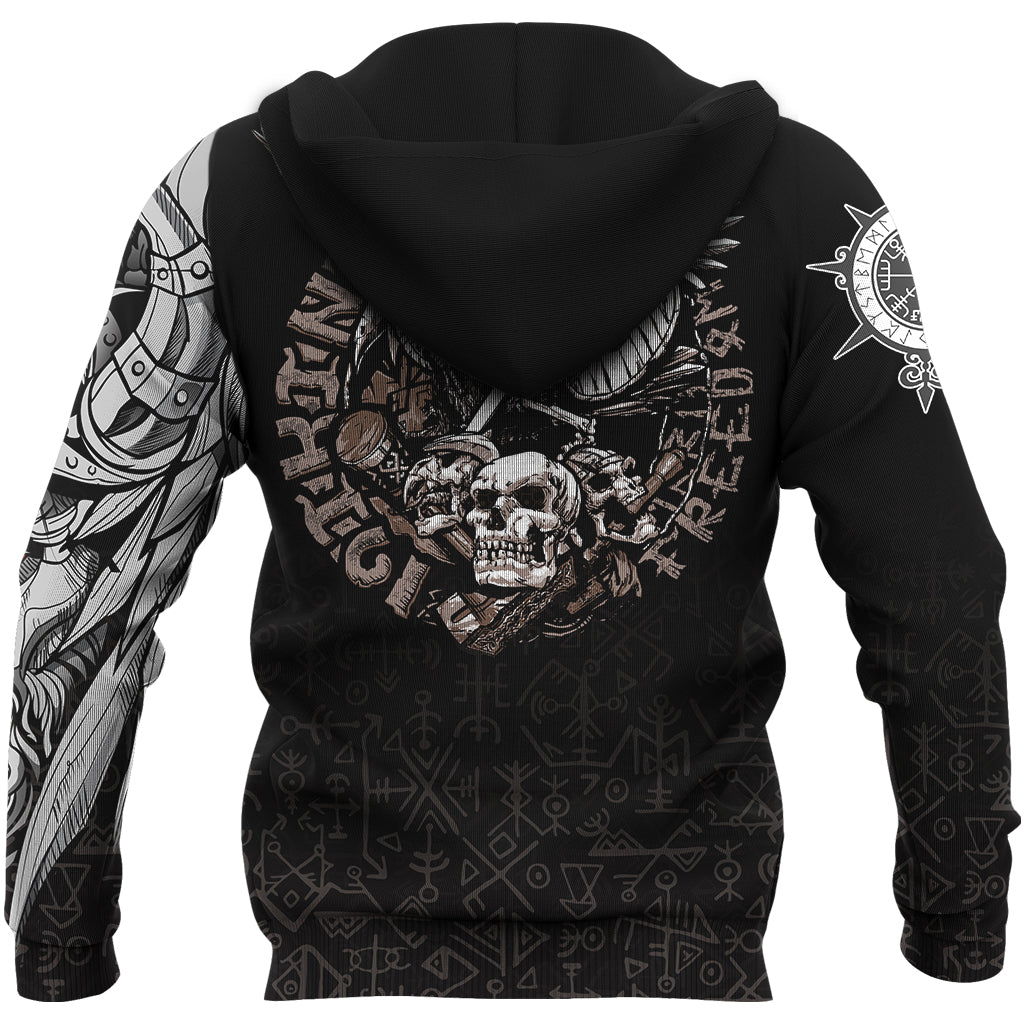 Viking Warrior Zip Hoodie Odin Tattoo RLT12