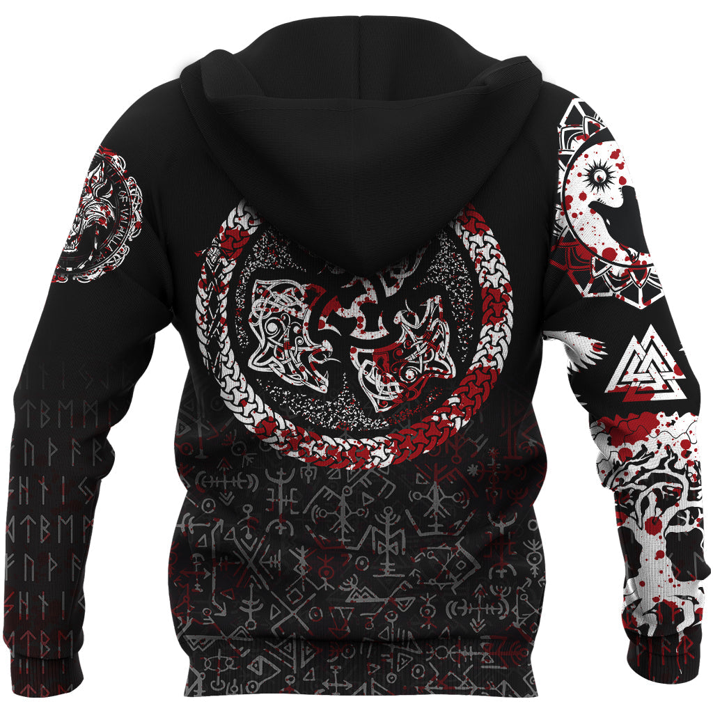 Viking Zip Hoodie - Fierce Blood Wolf Symbol Of A Viking Nordic RLT12