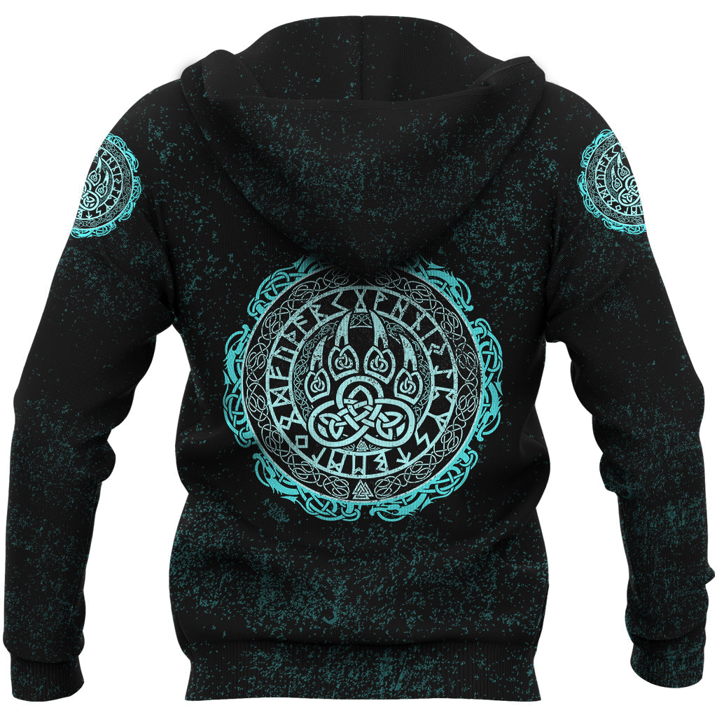 Viking Hoodie Viking Bear Claws Cyan Tattoo RLT12