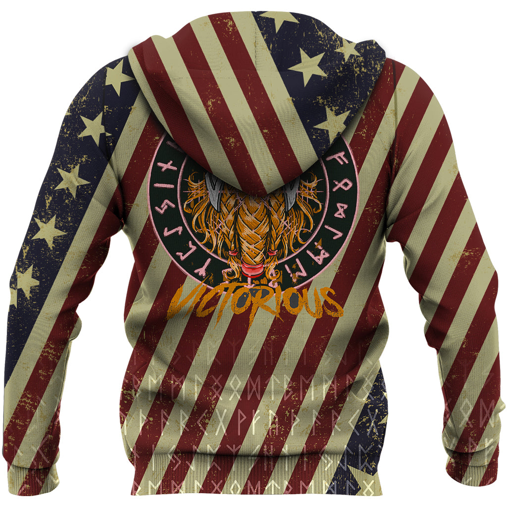 Custom Viking Hoodie American Warrior Victorious RLT12
