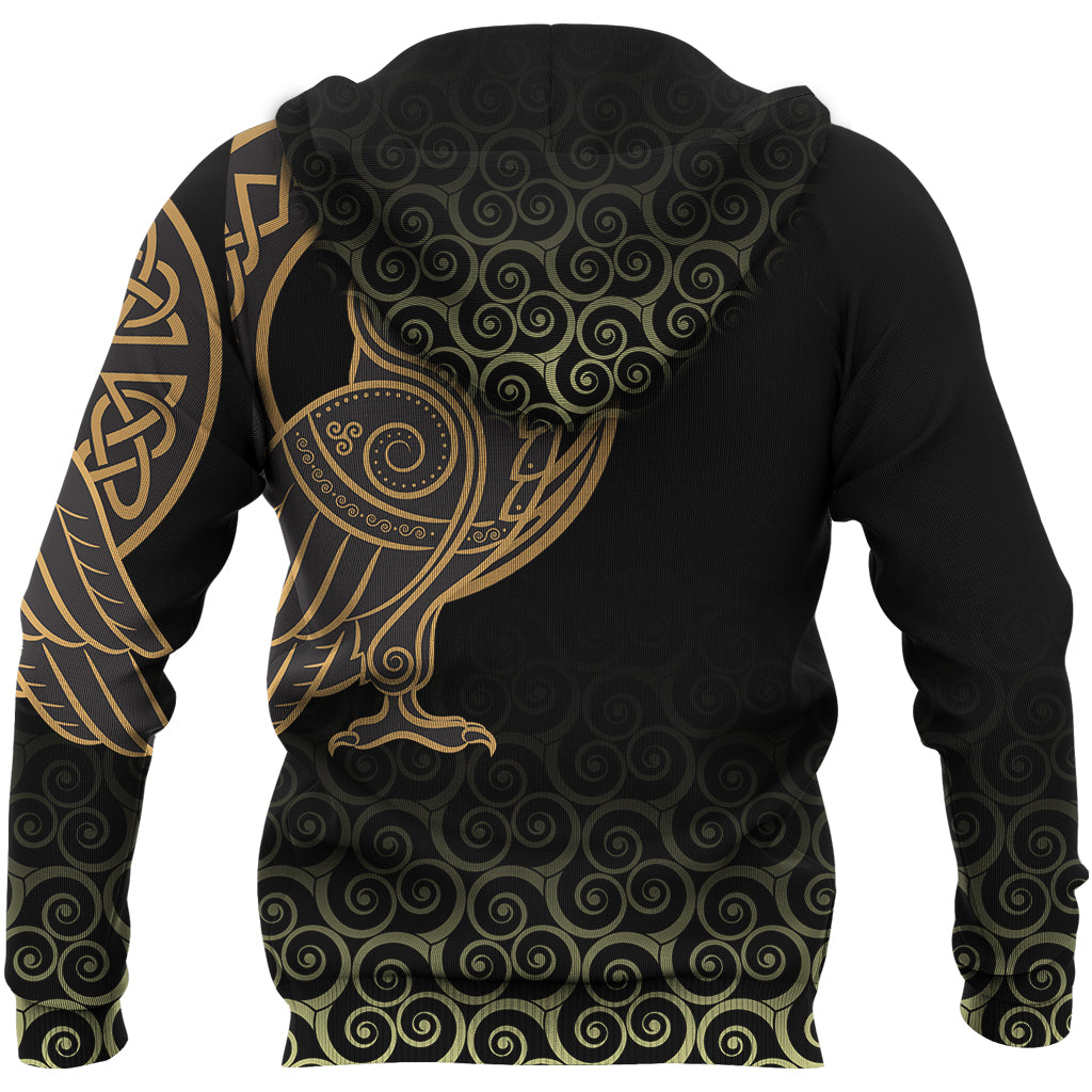 Viking Zip Hoodie Owl Celtic On Triskele Background RLT12