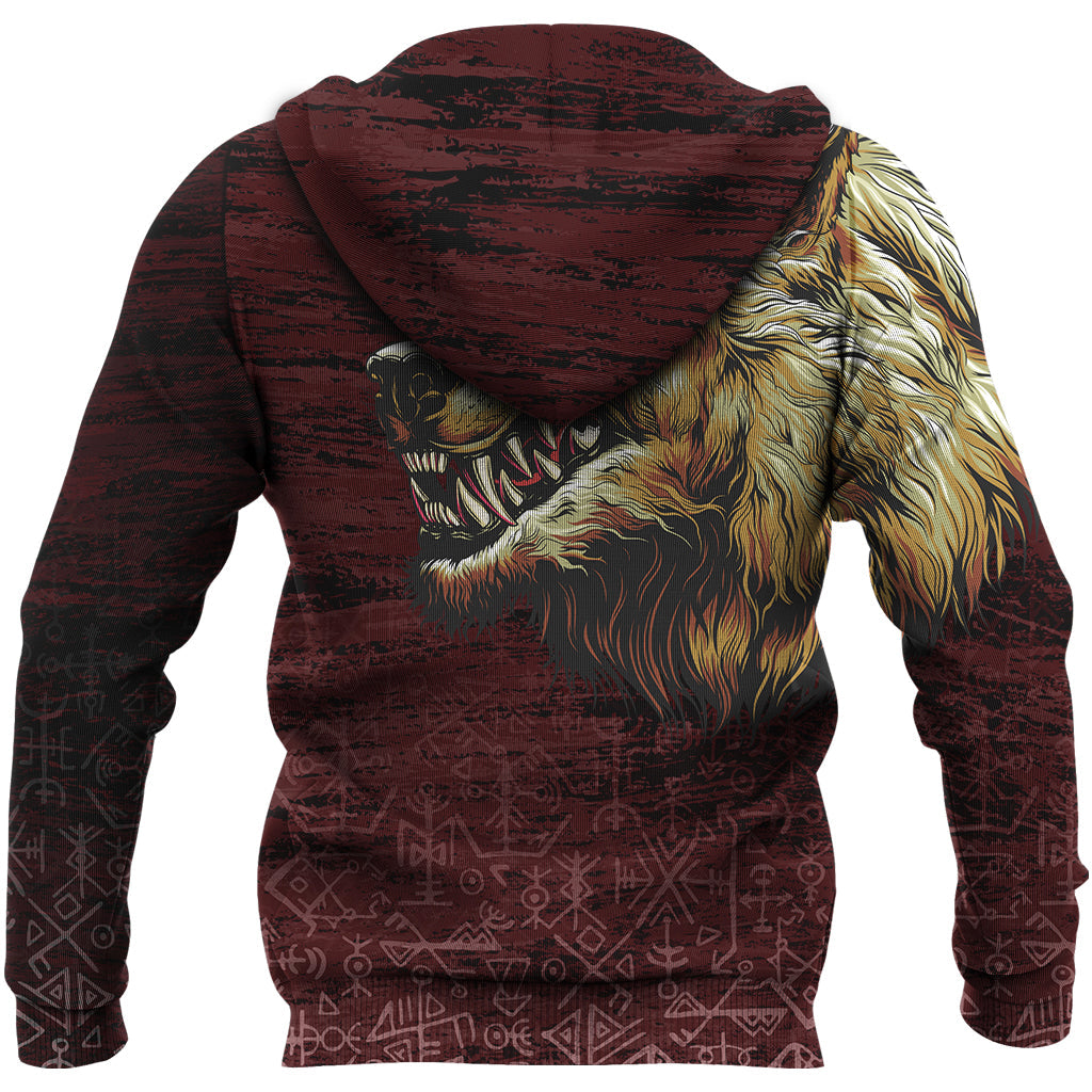 Viking Zip Hoodie - Fenrir On The Blood Moon Background RLT12