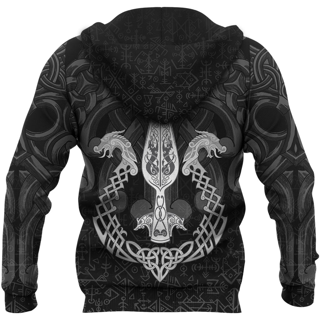 Viking Zip Hoodie - Gungnir Of Odin and Drakkar RLT12