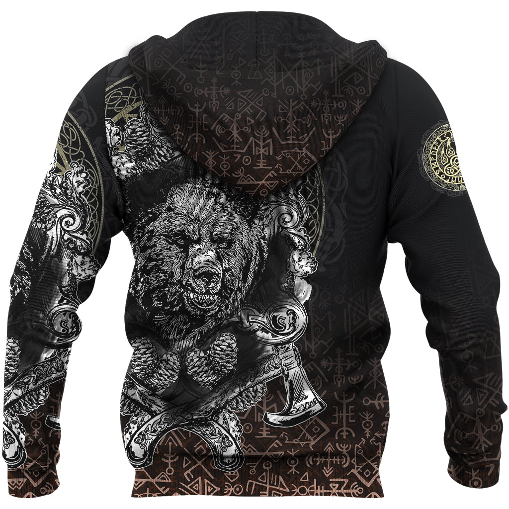 Viking Zip Hoodie Bear Claws and Viking Hammer RLT12