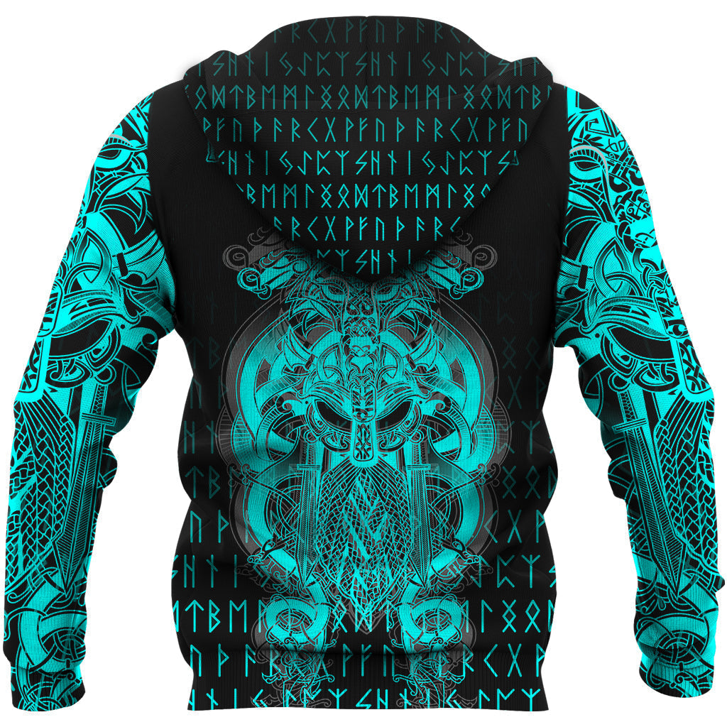 Viking Tyr Tattoo Cyan Hoodie RLT12