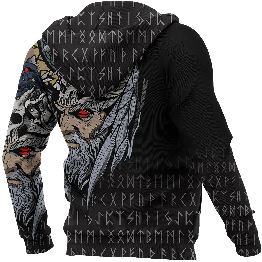 Viking Zip Hoodie - Viking Odin Raven RLT12