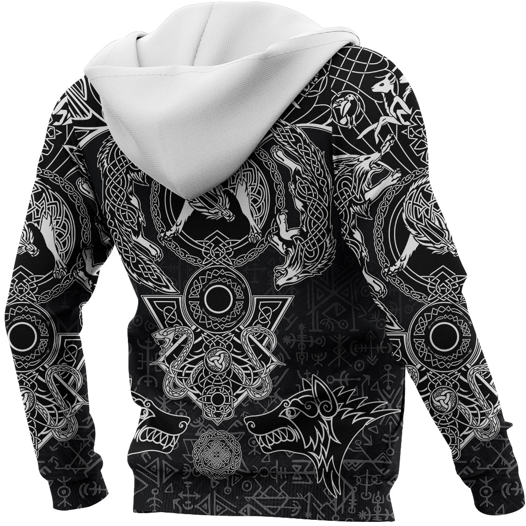 Viking Zip Hoodie - Fenrir and Skoll and Hati RLT12