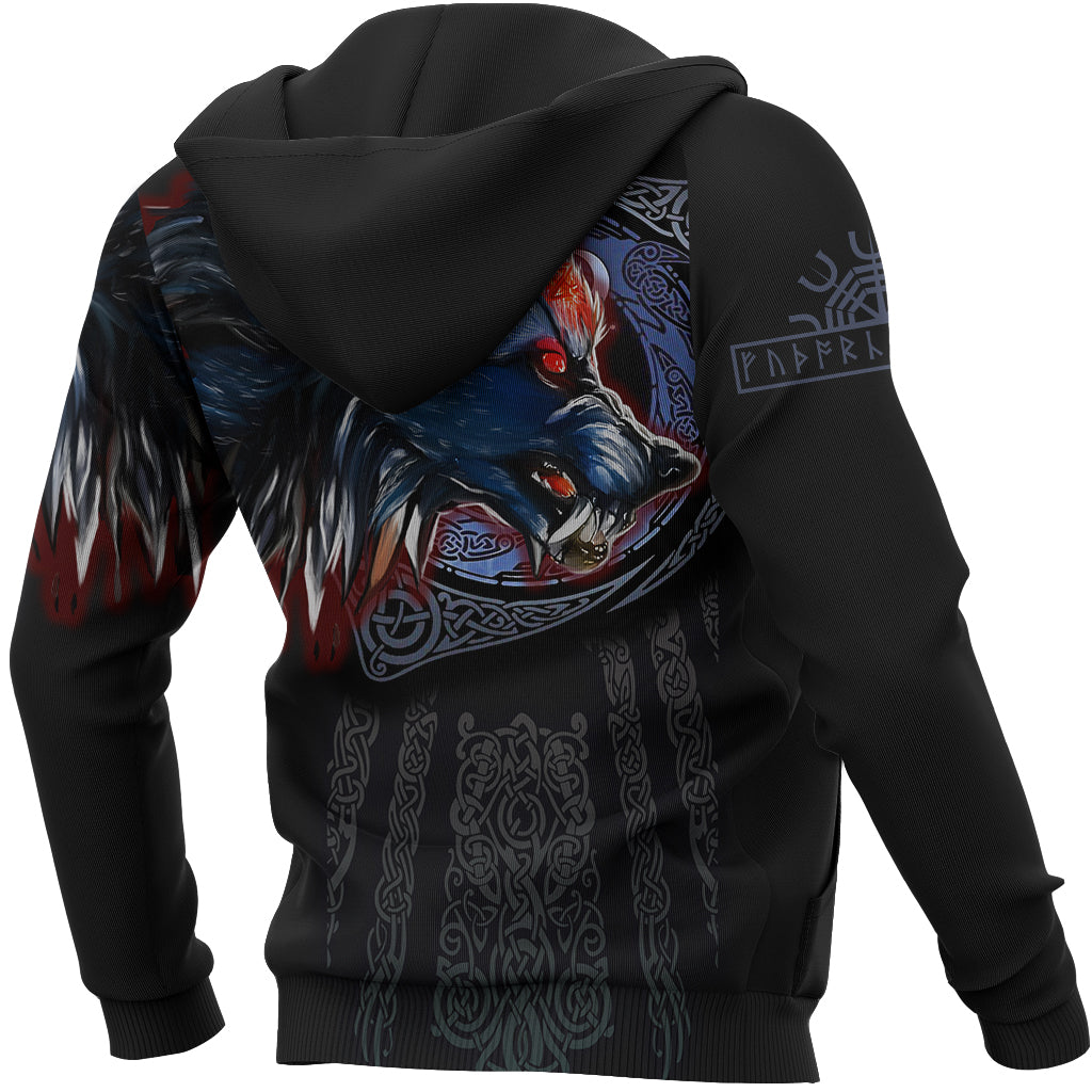 Viking Zip Hoodie - Viking Fenrir Wolf 3D RLT12
