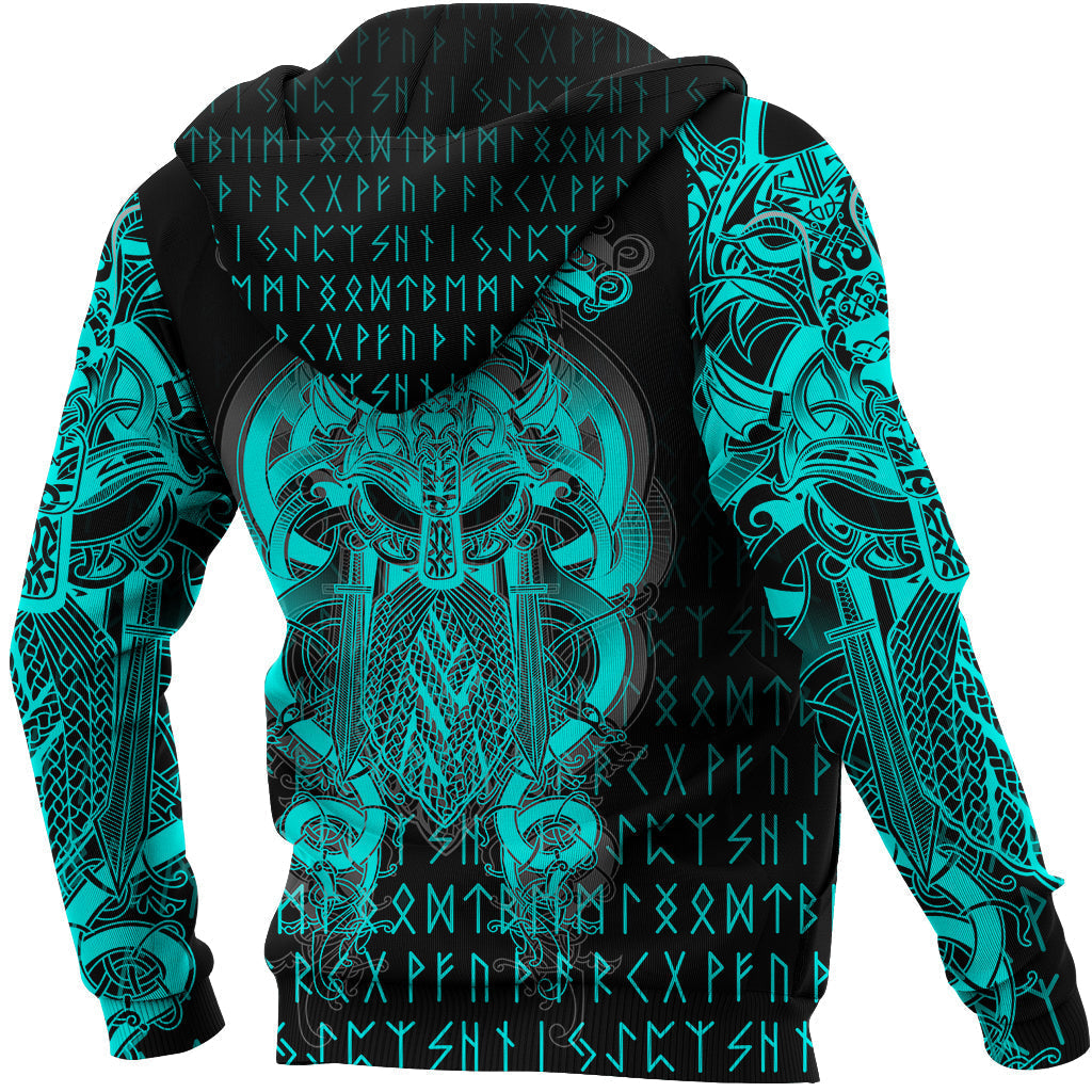 Viking Tyr Tattoo Cyan Hoodie RLT12
