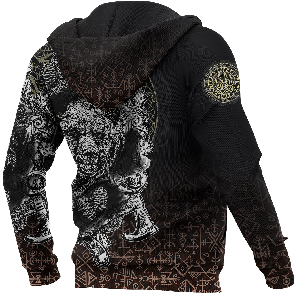 Viking Zip Hoodie Bear Claws and Viking Hammer RLT12