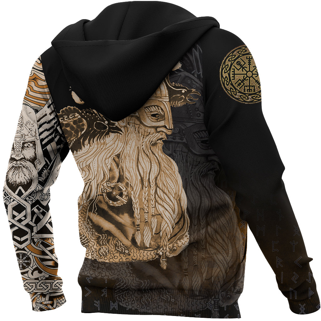 Viking Zip Hoodie - Odin Raven Viking Gold RLT12