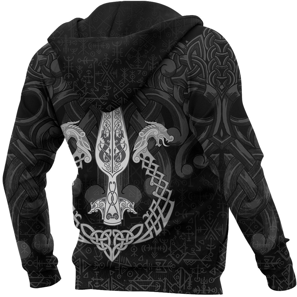 Viking Zip Hoodie - Gungnir Of Odin and Drakkar RLT12