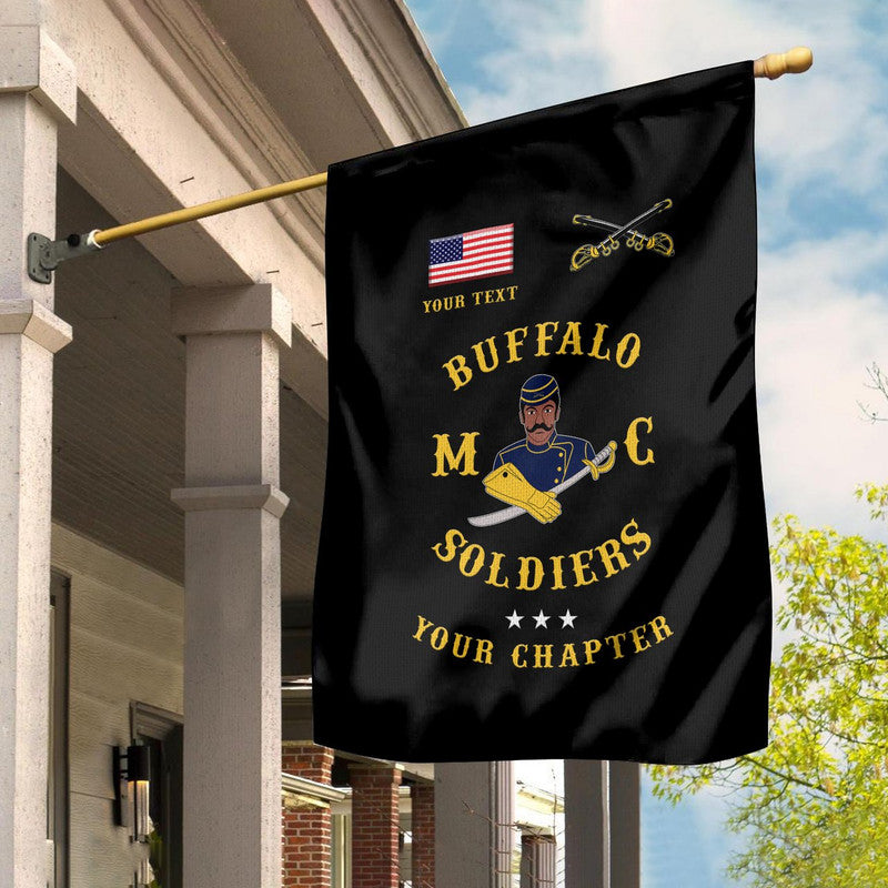 Personalized Buffalo Soldiers Motorcycle Club BSMC Flag Simple Style - Black