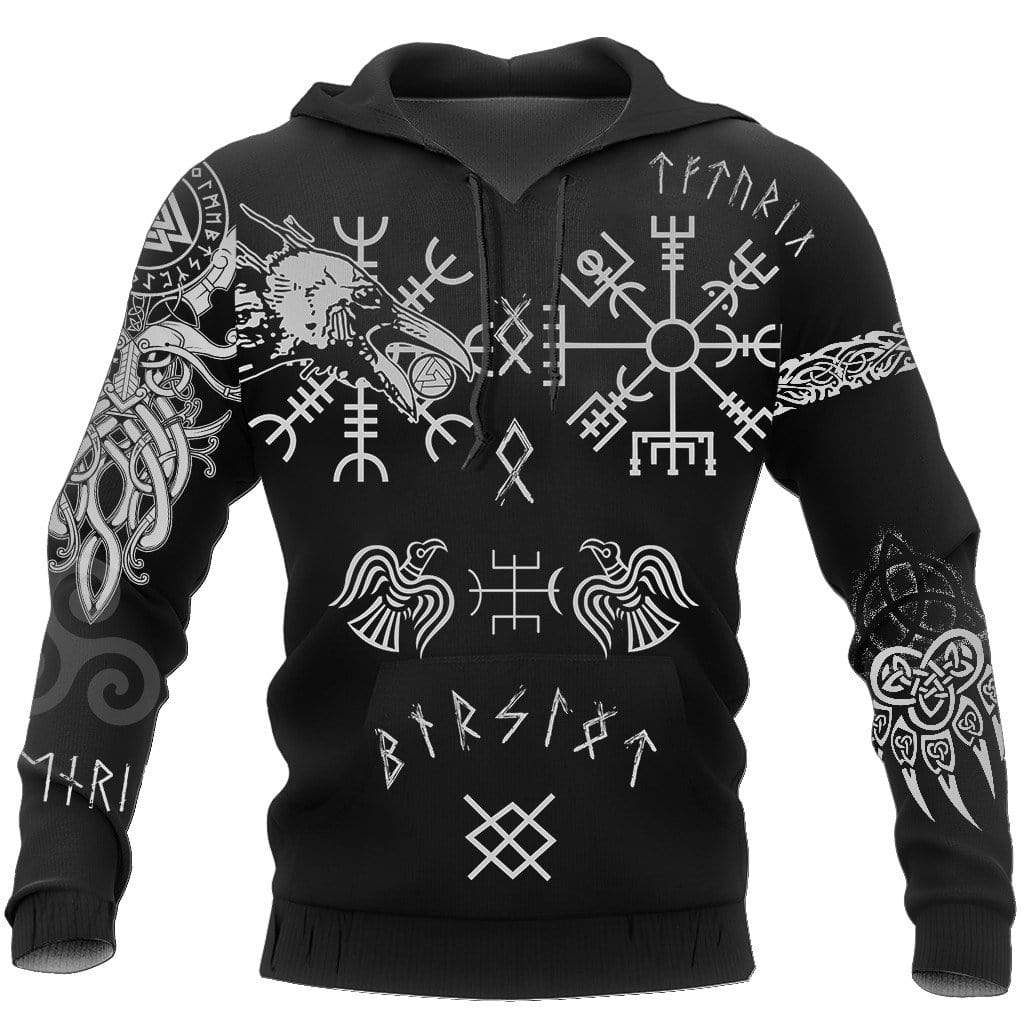 Viking Clothing Hugin and Munin Viking Tattoo Hoodie RLT12