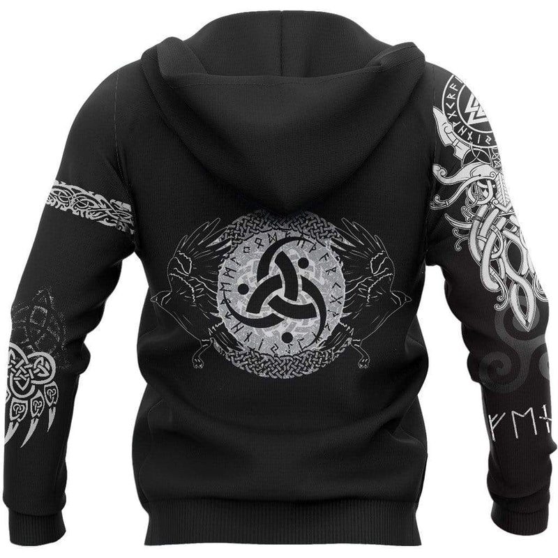 Viking Clothing Hugin and Munin Viking Tattoo Hoodie RLT12