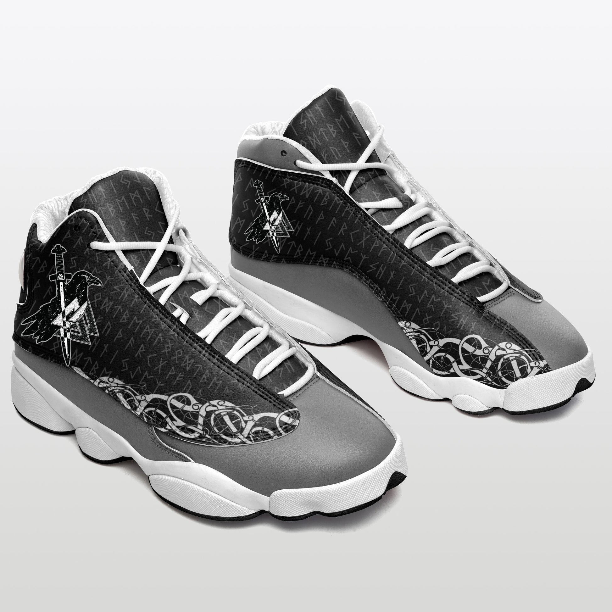 Viking Shoes - Viking Raven and Valknut Runes Sneakers J.13 RLT12