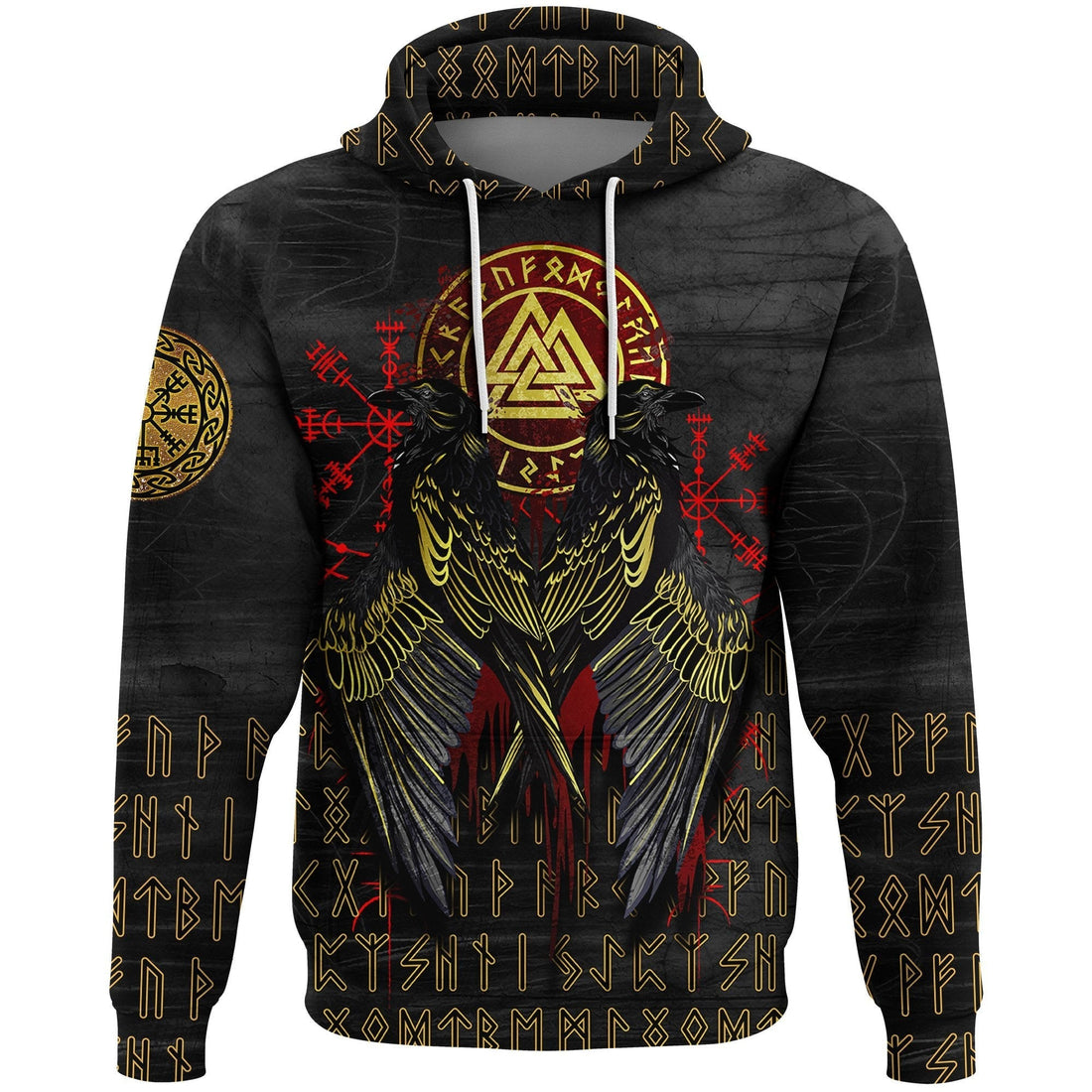 Viking Hoodie Vikings Valknut and Ravens Tattoo RLT12