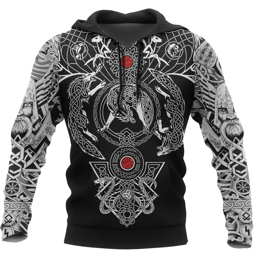 Viking Hoodie Tattoo All Over Print Black RLT12