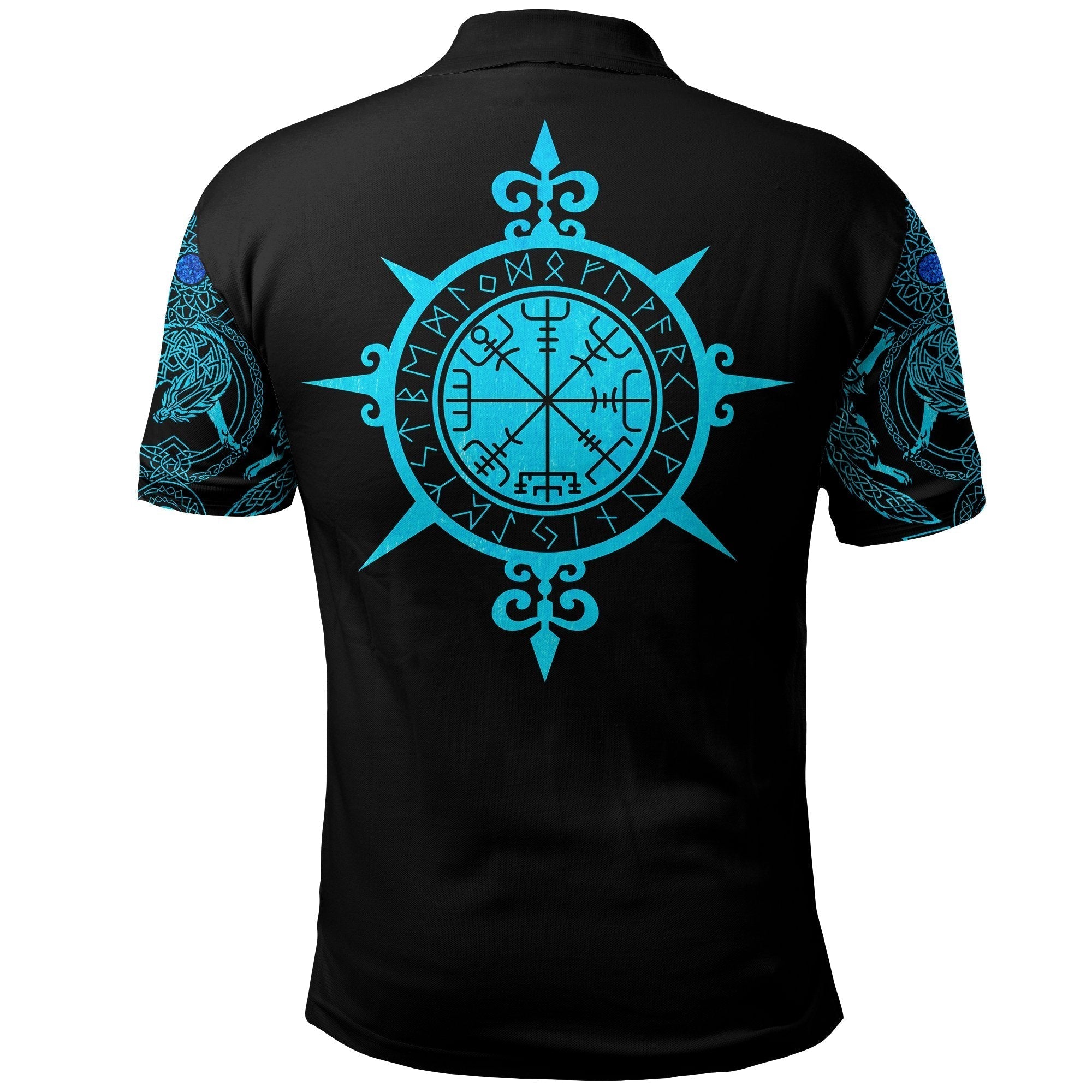 Viking Polo Shirt Tattoo All Over Print Blue RLT12