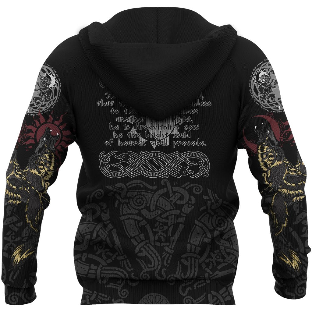 Viking Hoodie The Wolves Skoll and Hati (Zip) RLT12