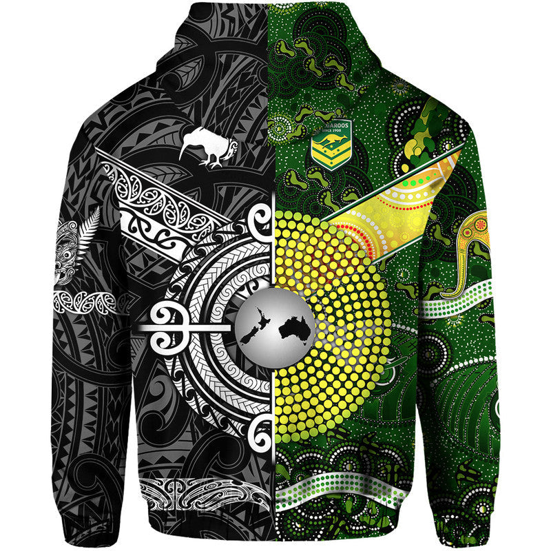 New Zealand Maori All Black And Australia Kangaroos Aboriginal Hoodie Rugby Together LT8