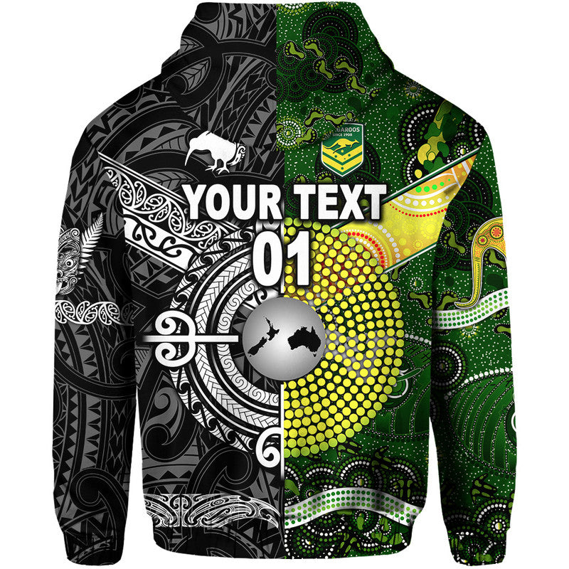 Custom New Zealand Maori All Black And Australia Kangaroos Aboriginal Hoodie Rugby Together LT8