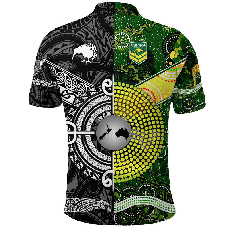 New Zealand Maori All Black And Australia Kangaroos Aboriginal Polo Shirt Rugby Together LT8