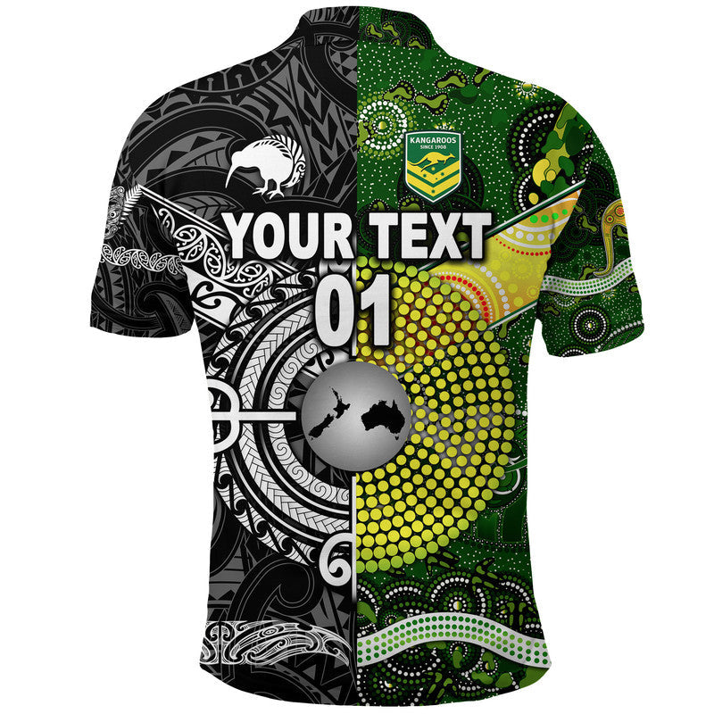 Custom New Zealand Maori All Black And Australia Kangaroos Aboriginal Polo Shirt Rugby Together LT8