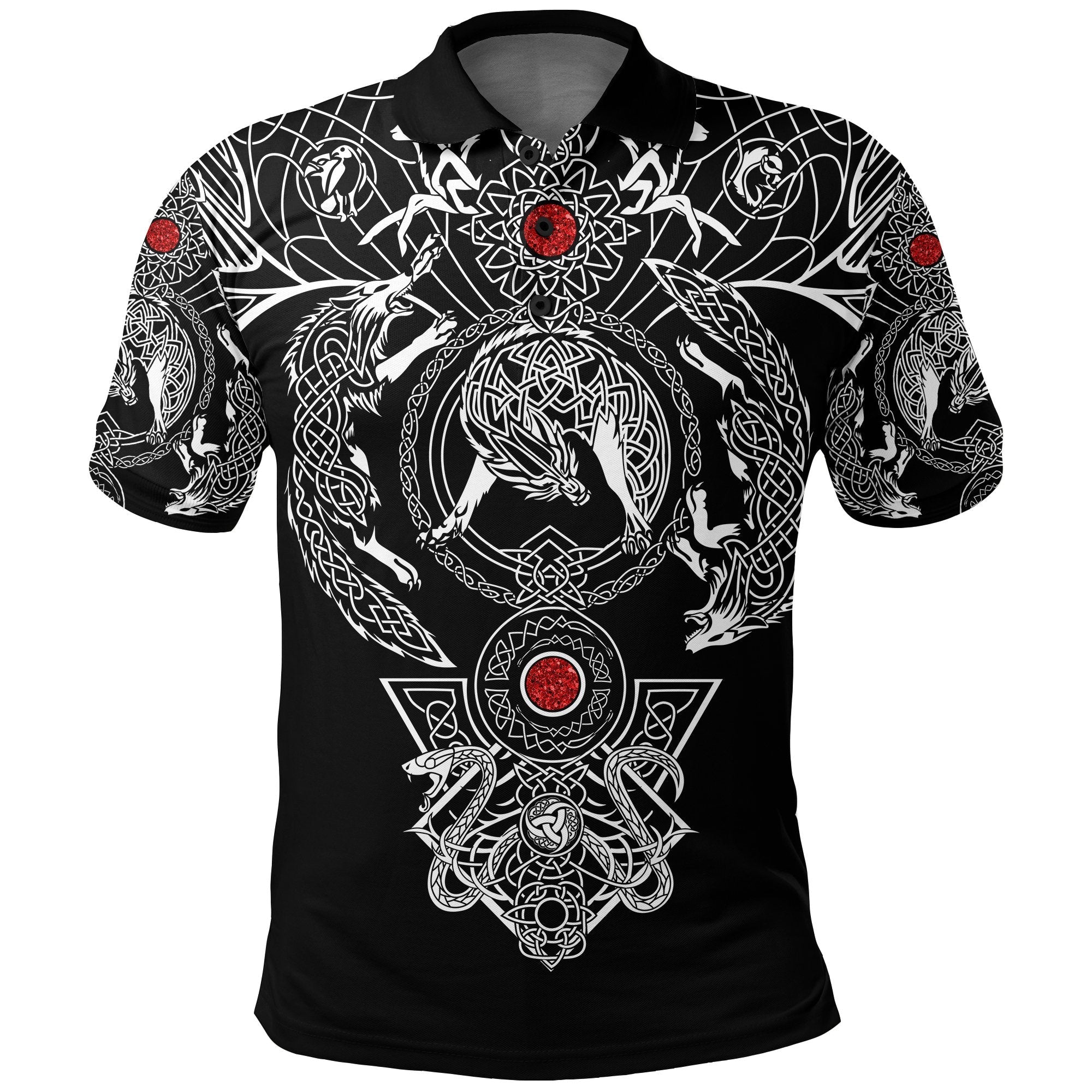 Viking Polo Shirt Tattoo All Over Print Black RLT12