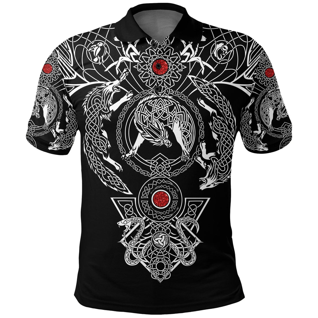 Viking Polo Shirt Tattoo All Over Print Black RLT12
