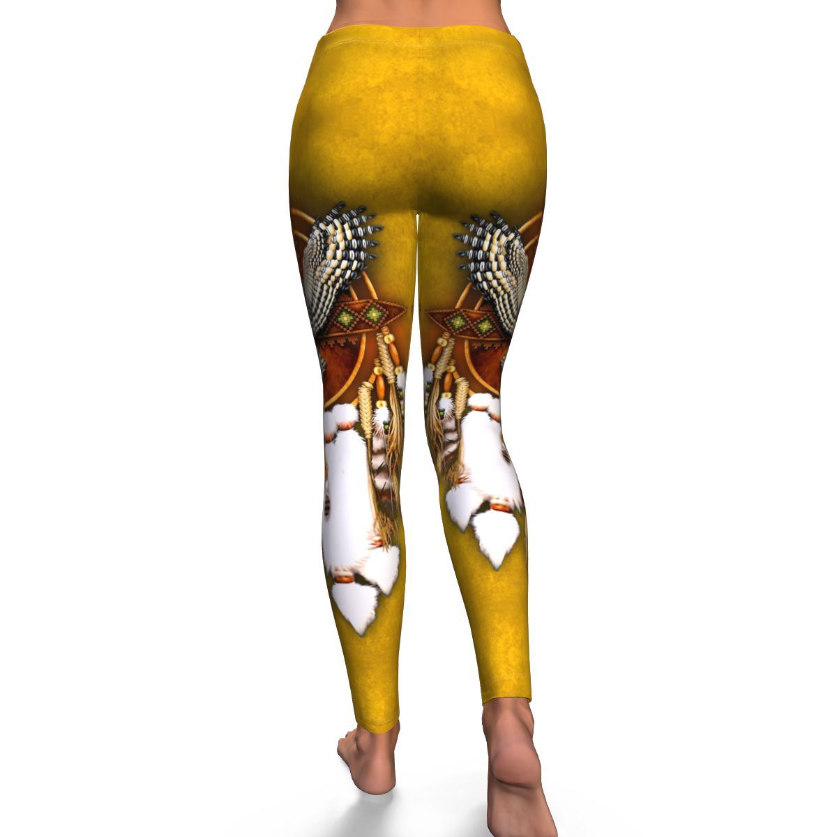 Owl Dreamcatcher Yellow Native American Design Leggings LT10
