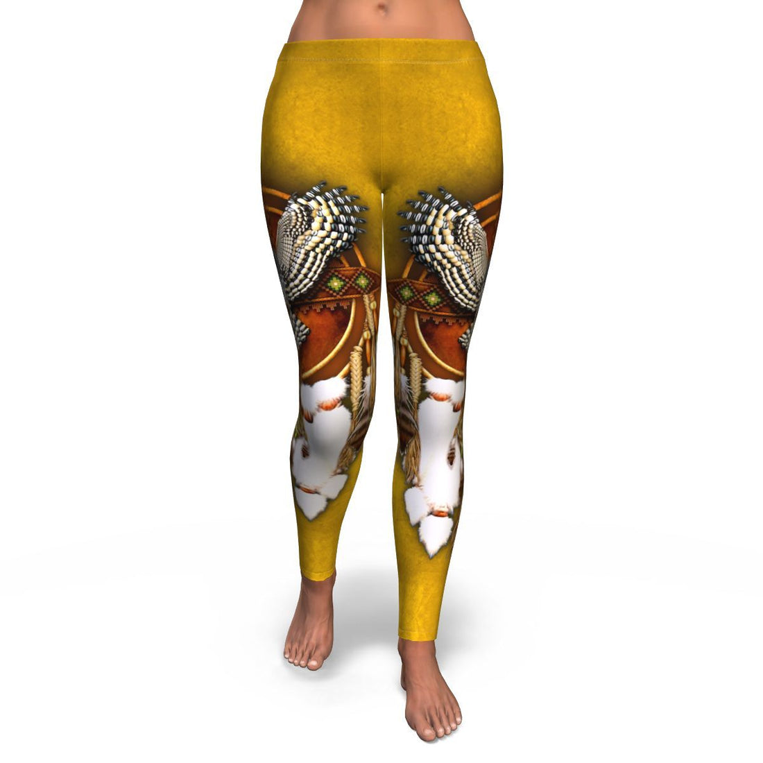 Owl Dreamcatcher Yellow Native American Design Leggings LT10
