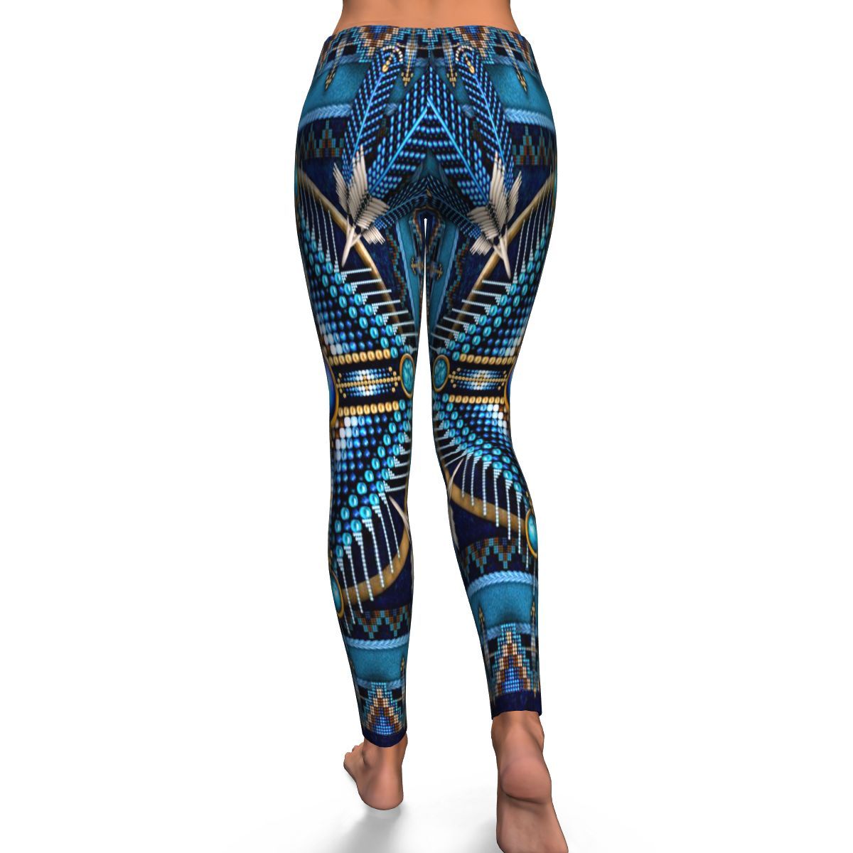 Naumaddic Arts Blue Native American Design Leggings LT10